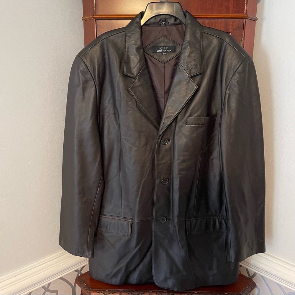 City Jones New York Men’s Brown Leather Blazer - 44R
